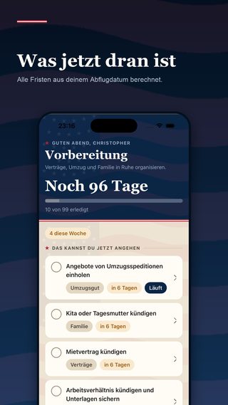 Der Startbildschirm zeigt, was diese Woche dran ist