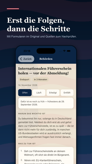 Jede Aufgabe mit Schritten, Formularen und Quellen