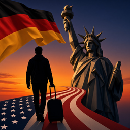 App-Symbol: eine Figur von hinten auf einer Anhöhe